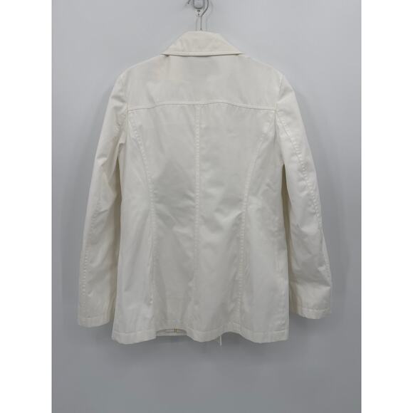 Michael Kors White Double Breasted Raincoat with Tortoise Shell Buttons Medium - Picture 4 of 9